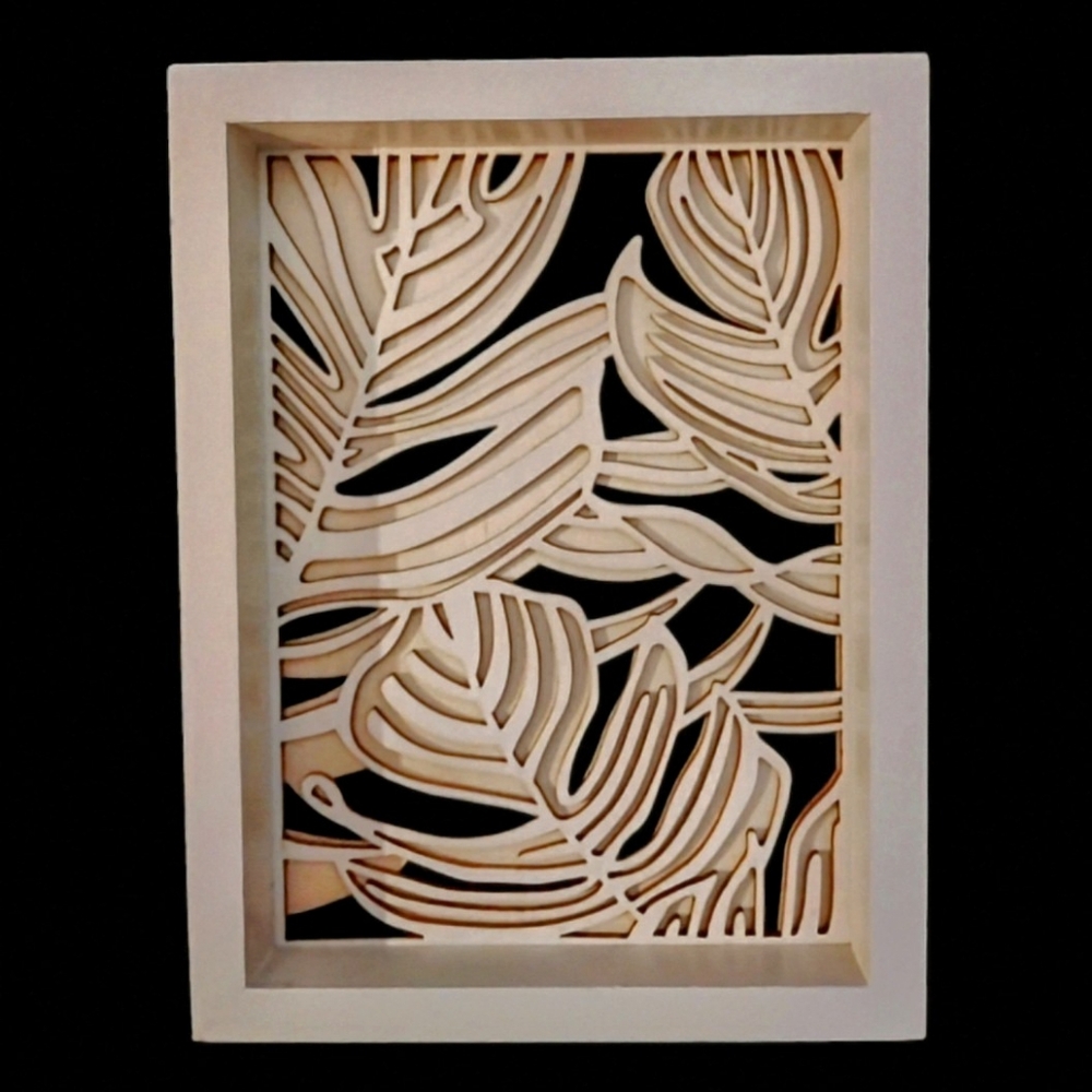 Set Of 2 Elegant Cream Leaf Wall Art Decor